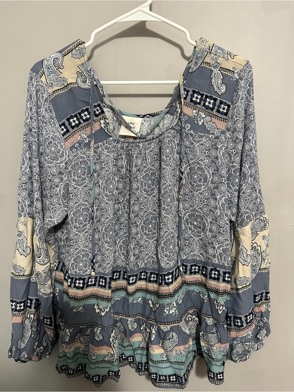 Knox Rose Blue Multi Paisley Peasant Tunic